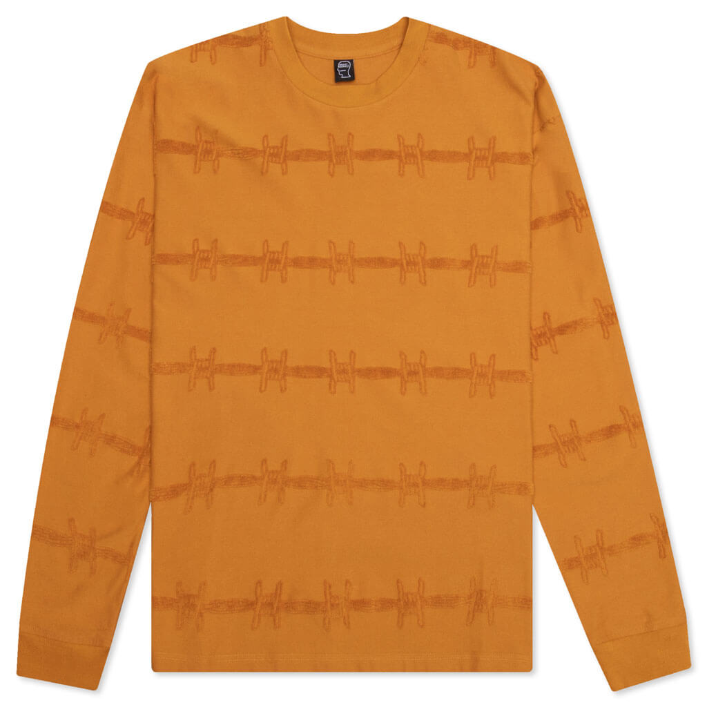 Barbed Wire Burnout L/S Tee - Orange