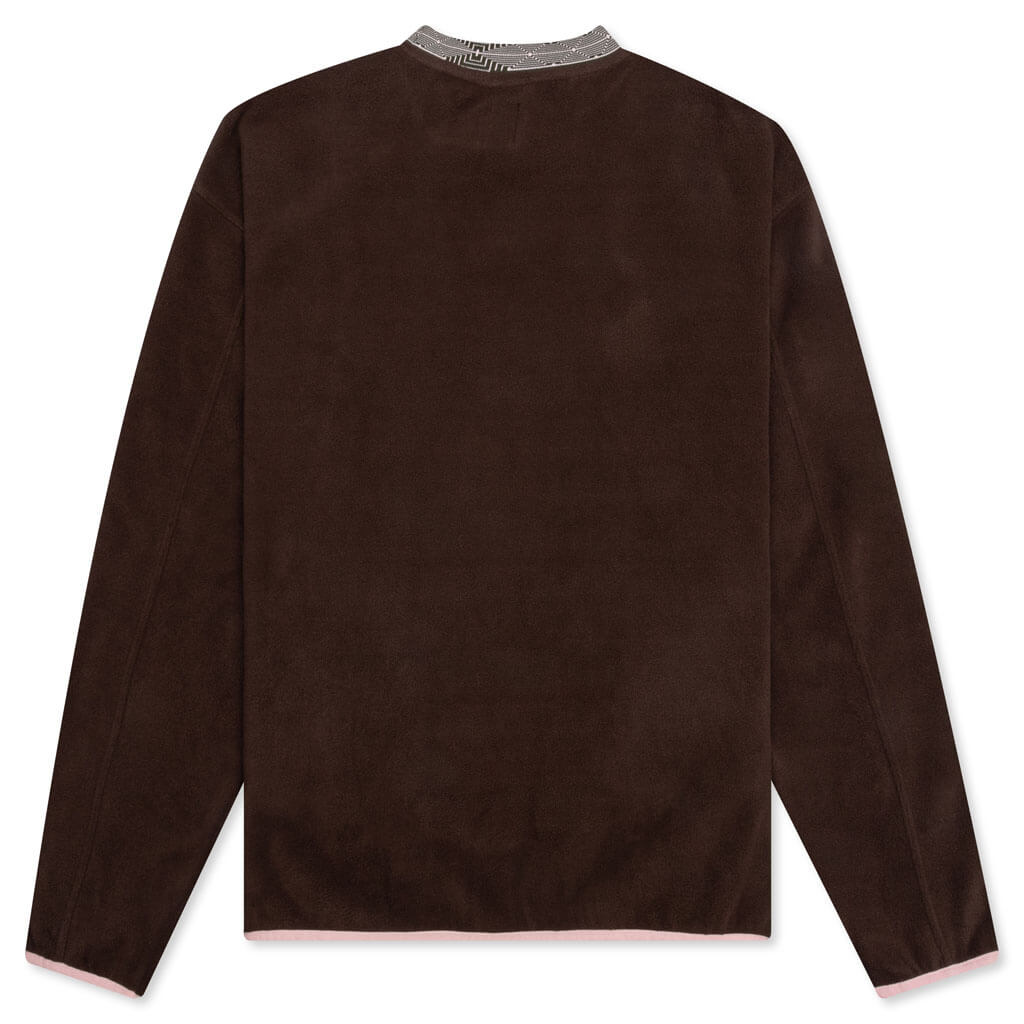 Evil Eyes Polar Fleece Mock Neck Shirt - Chocolate