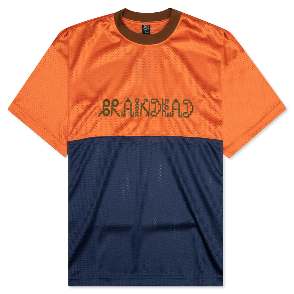 Maze Football Mesh Shirt - Orange/Navy