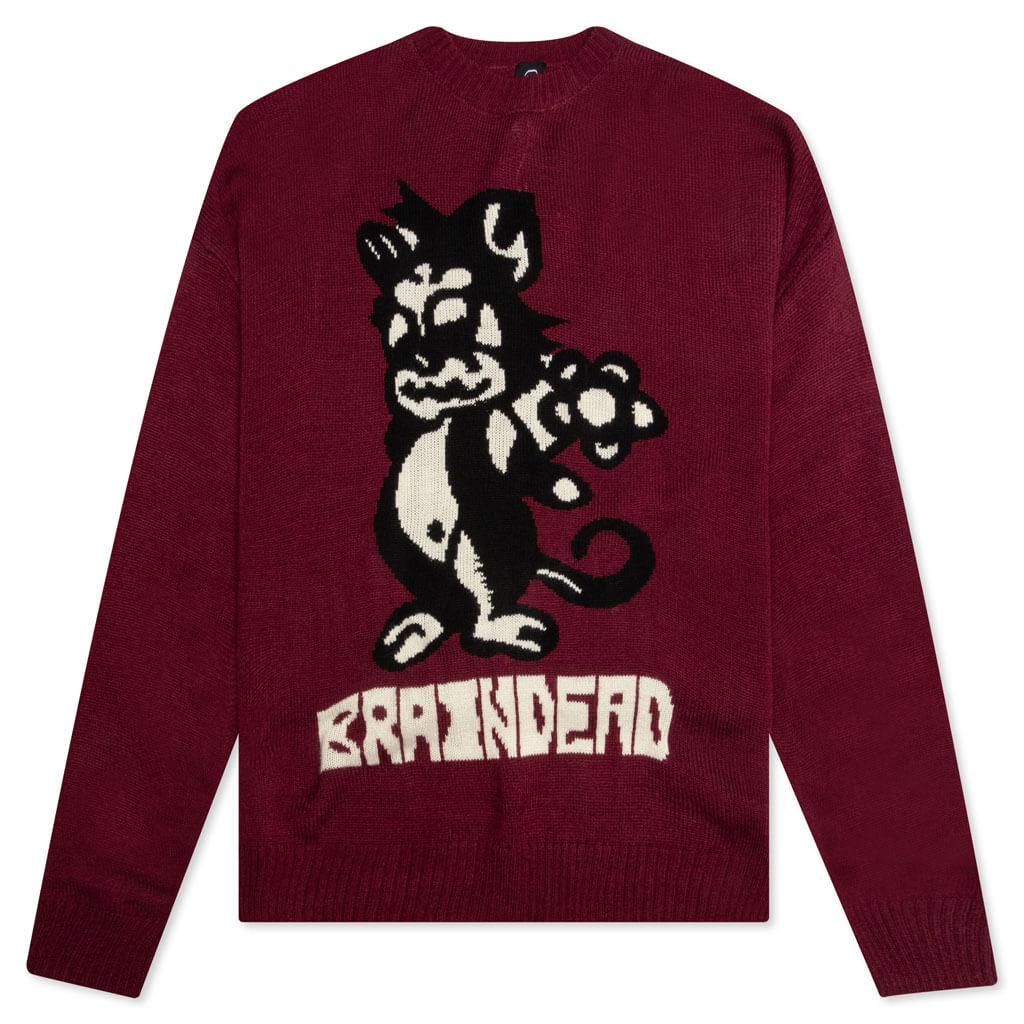 Meow Knit Sweater - Raspberry