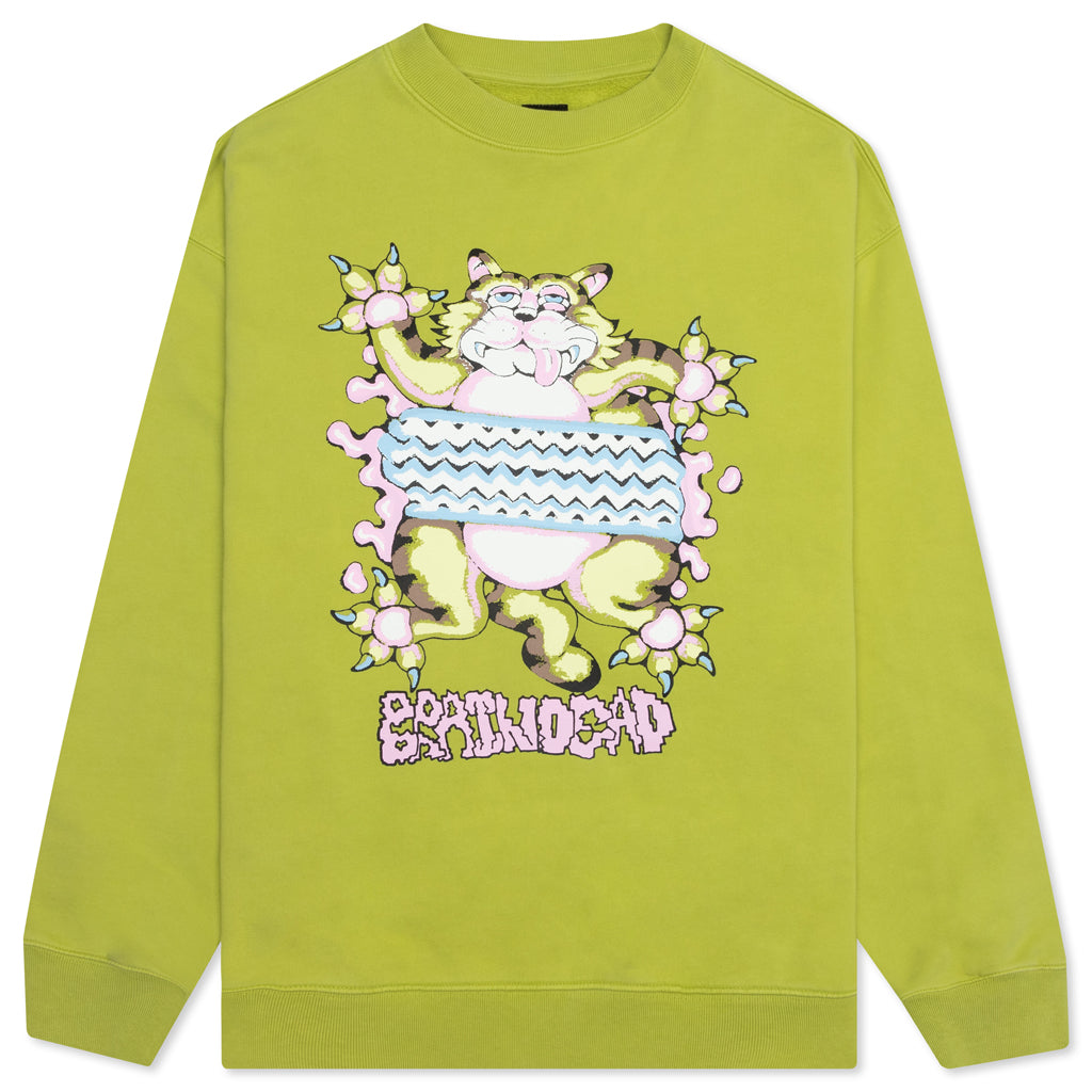 Relaxed Cat Crewneck - Olive