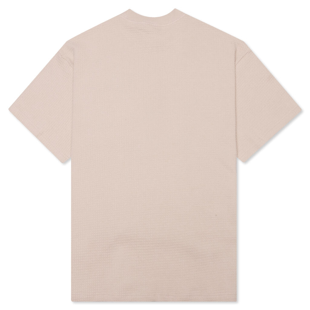 Waffle Knit Mockneck S/S Shirt - Tan