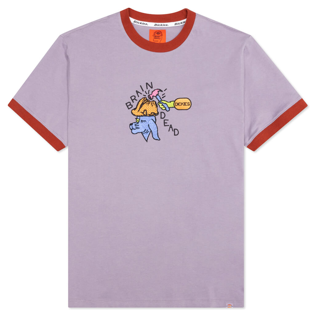 Brain Dead x Dickies Hard Hat Embroidered Ringer T-Shirt - Purple Ash, , large image number null