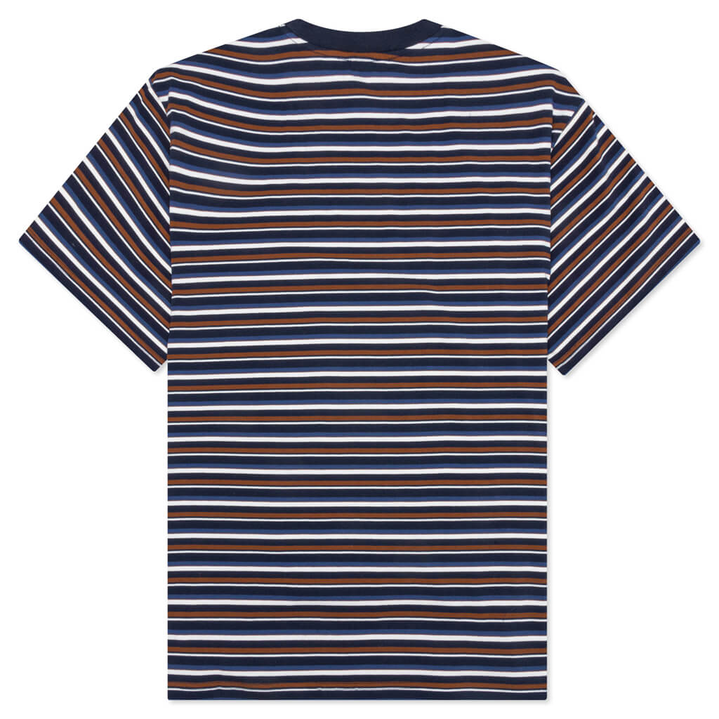 Nineties Blocked Striped T-Shirt - Navy, , large image number null