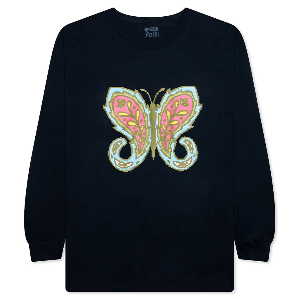 Felt x Bricks & Wood Paisley Butterfly L/S Tee - Navy, , large image number null