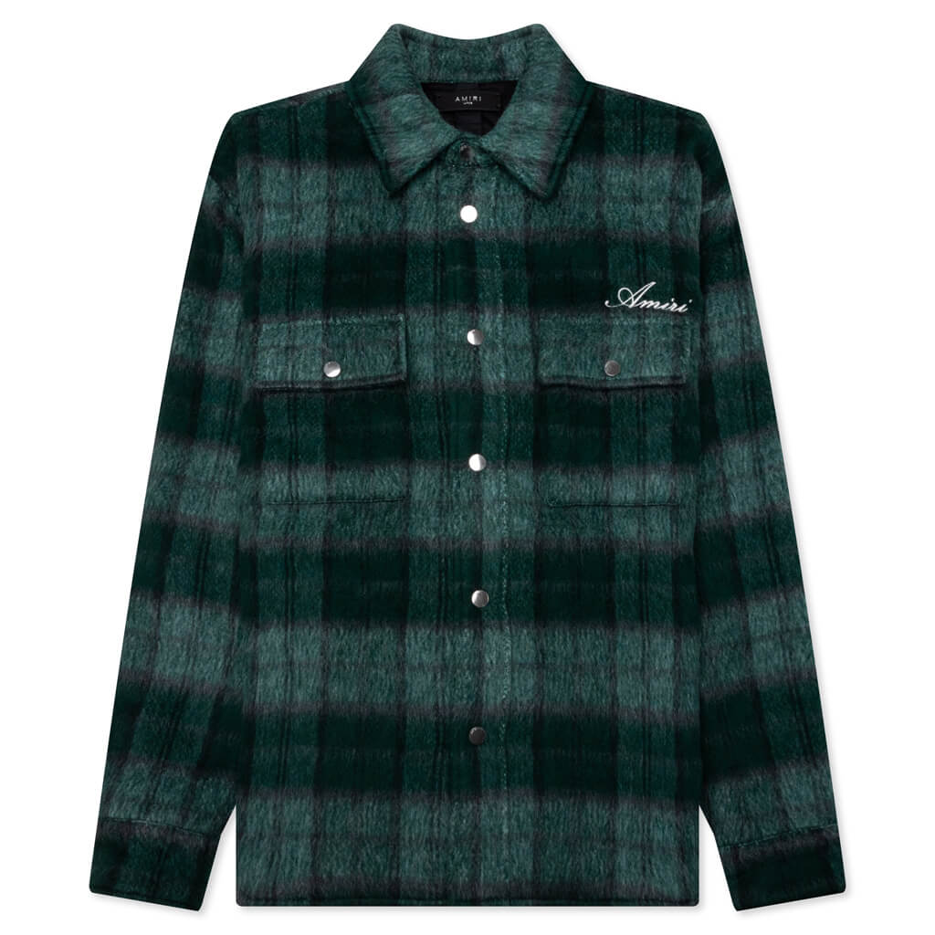 Brushed Plaid Overshirt - Aqua Multi