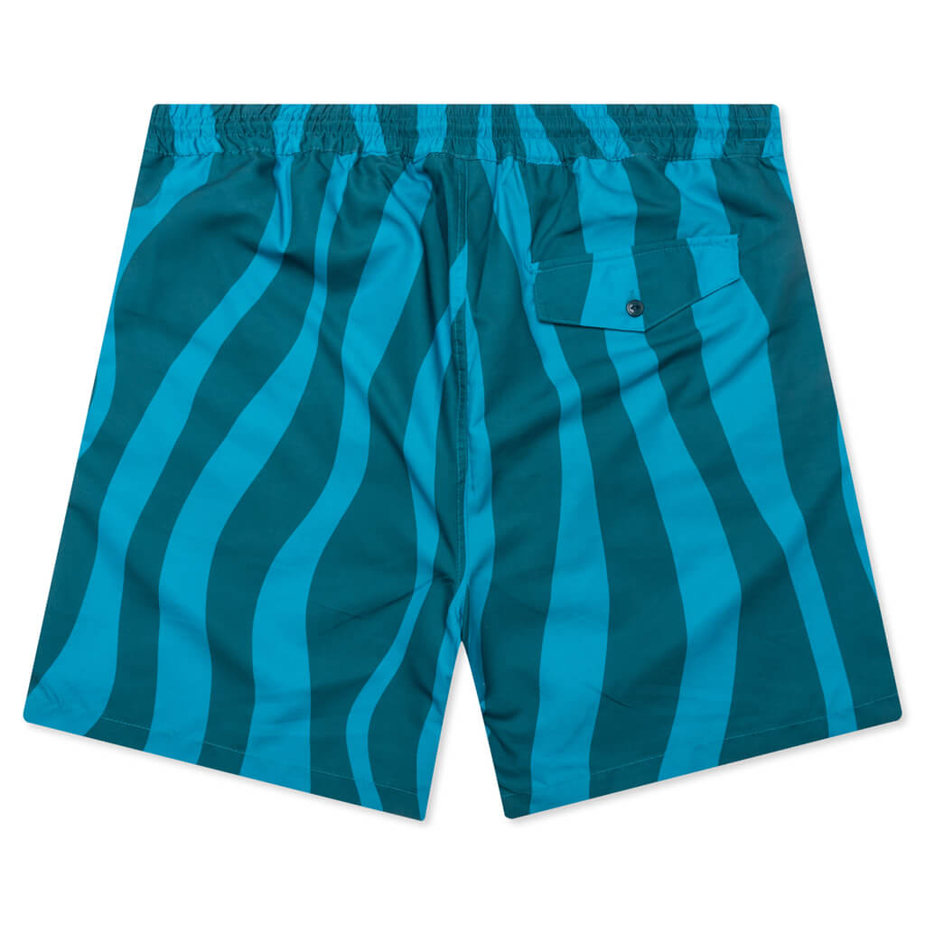 Aqua Weed Waves Swim Shorts - Greek Blue/Teal