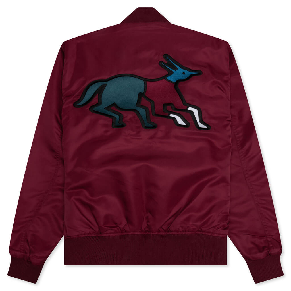 Stacked Pets Varsity Jacket - Deep Red