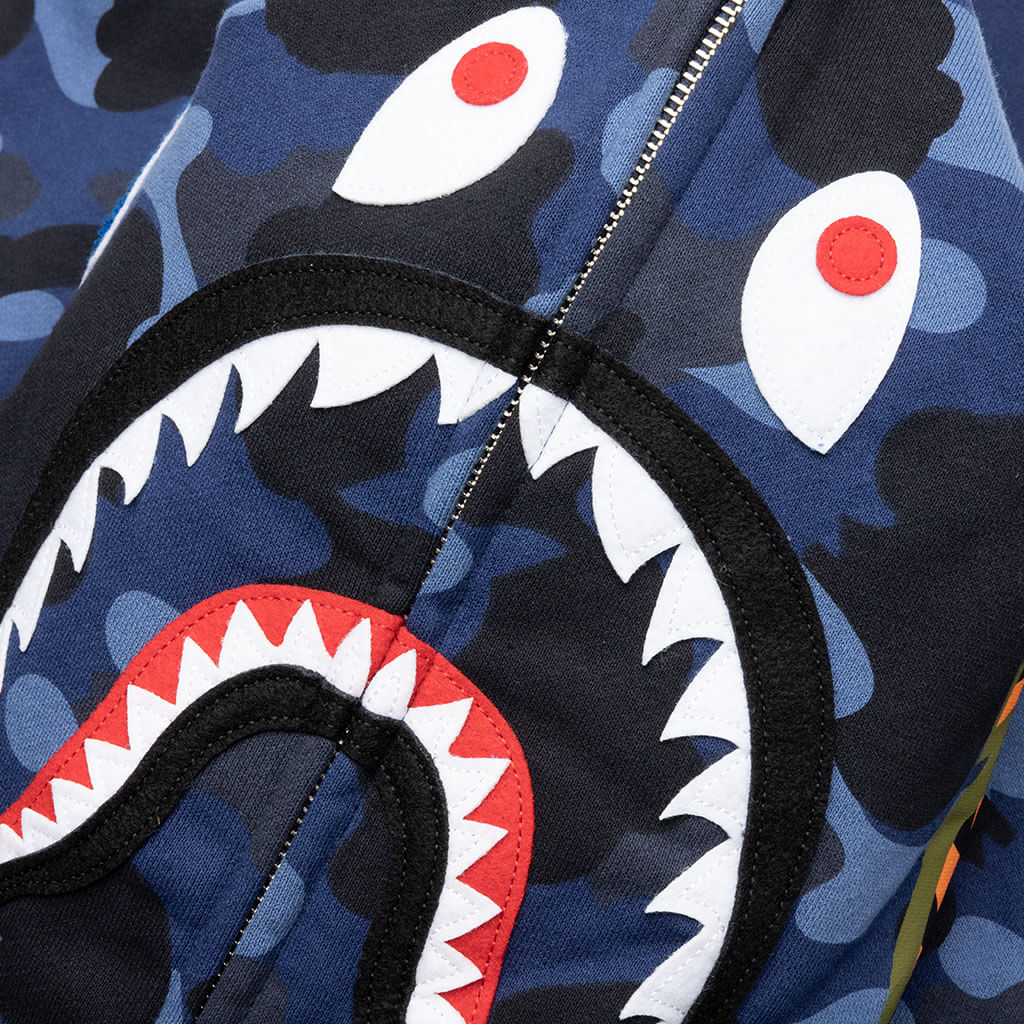 Camo Shark Full Zip Hoodie - Navy, , large image number null