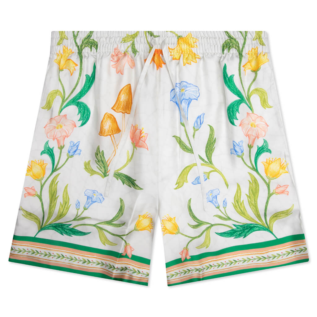 L'Arche Fleurie Silk Twill Shorts - Multi