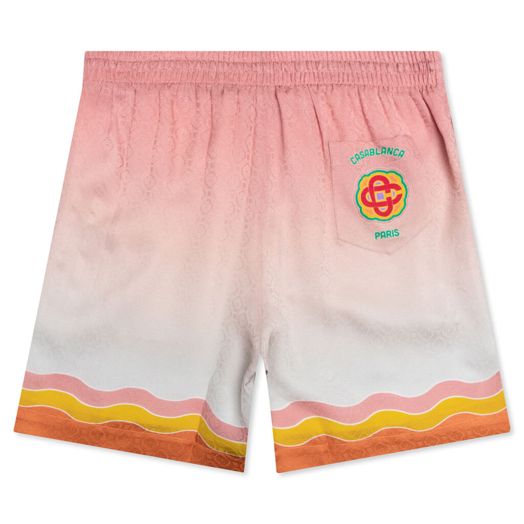 Rainbow Monogram Printed Silk Shorts - White