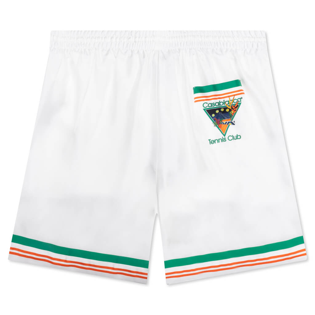 Tennis Club Icon Silk Twill Shorts - White