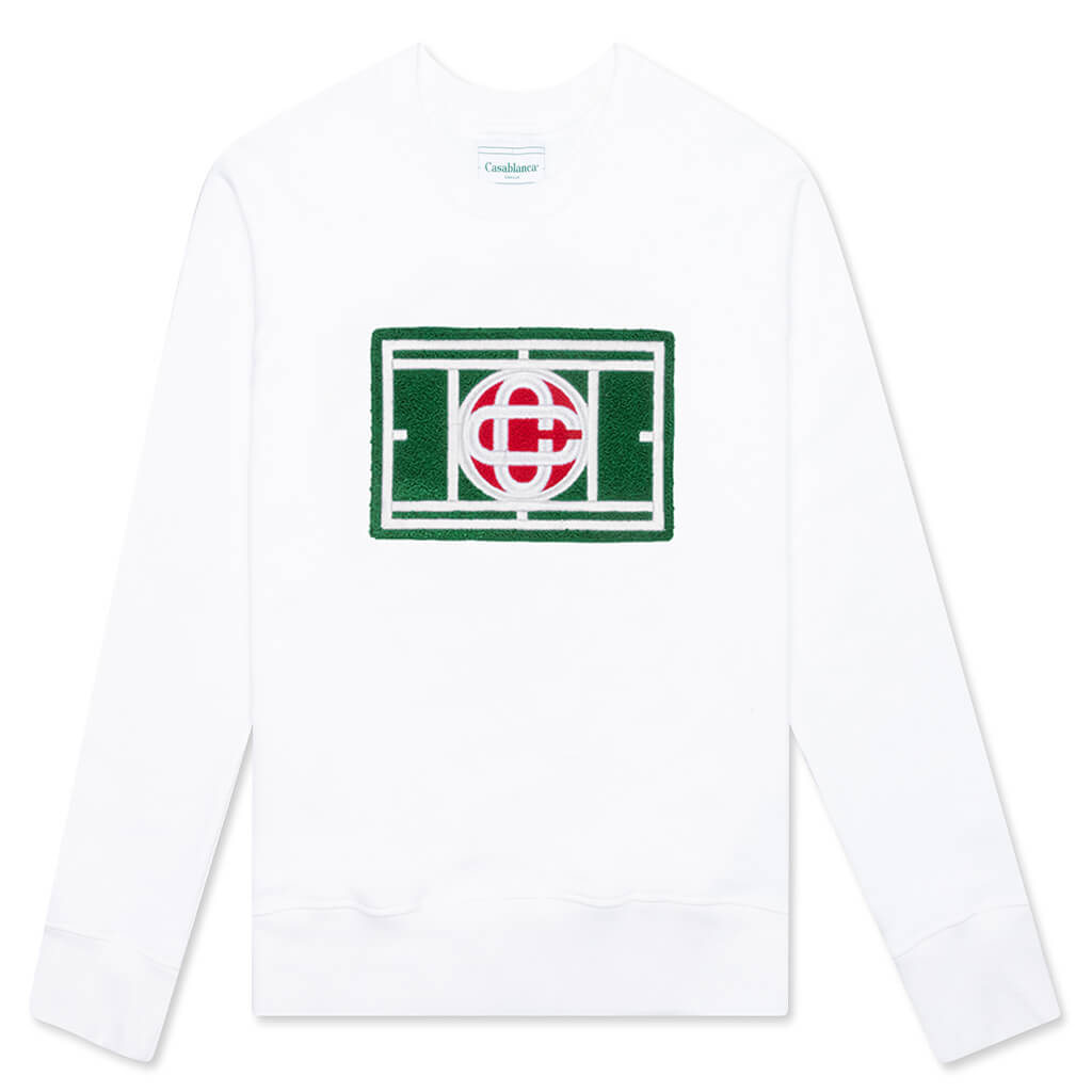 Tennis Court Chenille Embroidered Sweatshirt - White