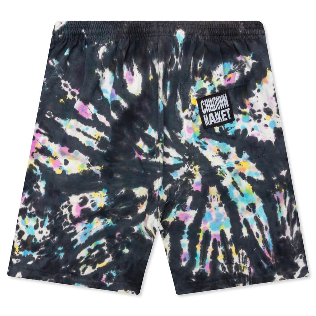 Chinatown Rhinestone Arc Overdye Tie Dye Shorts - Tie Dye