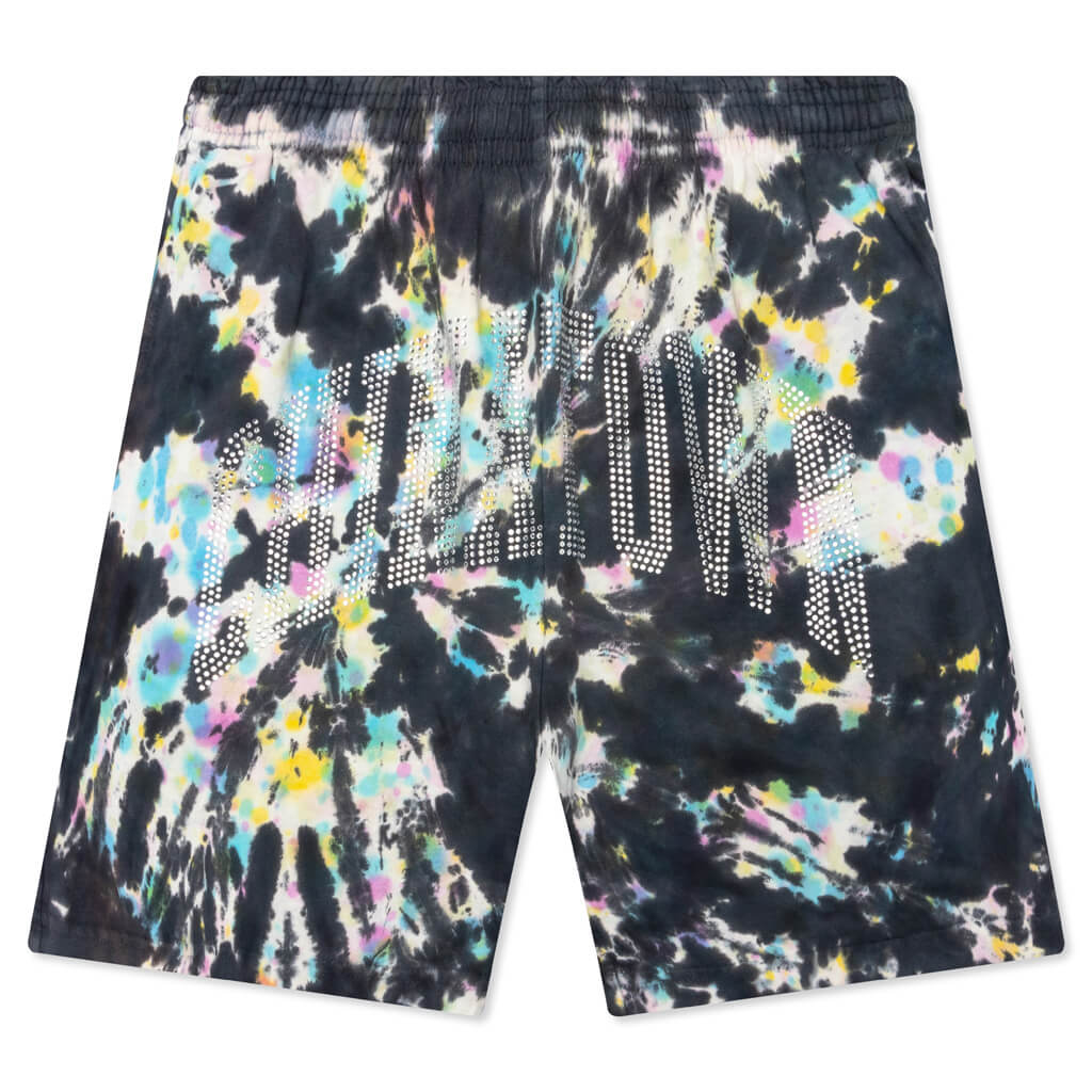 Chinatown Rhinestone Arc Overdye Tie Dye Shorts - Tie Dye, , large image number null