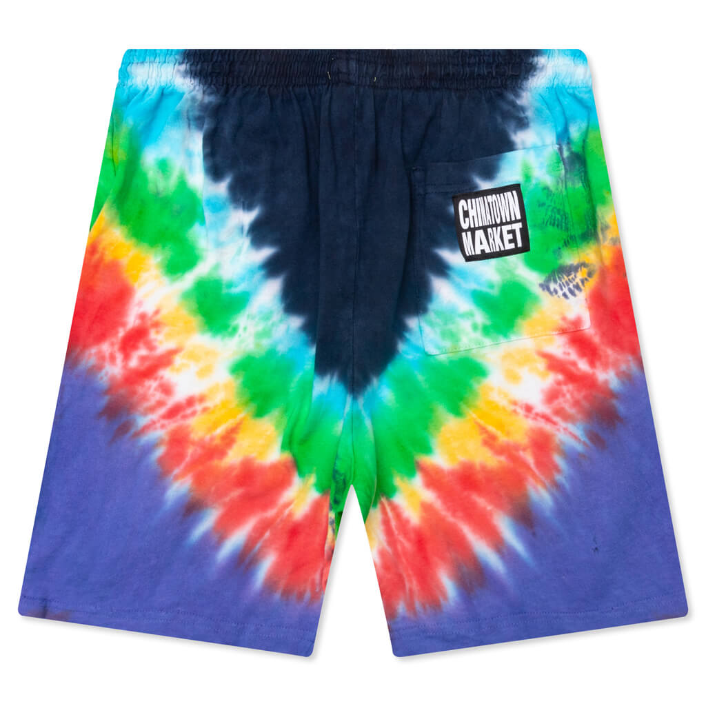 Chinatown Rhinestone Arc RGY Tie Dye Shorts - Tie Dye