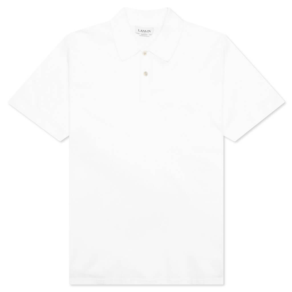 Classic FIt Polo with Logo Emblem Detail - Optic White