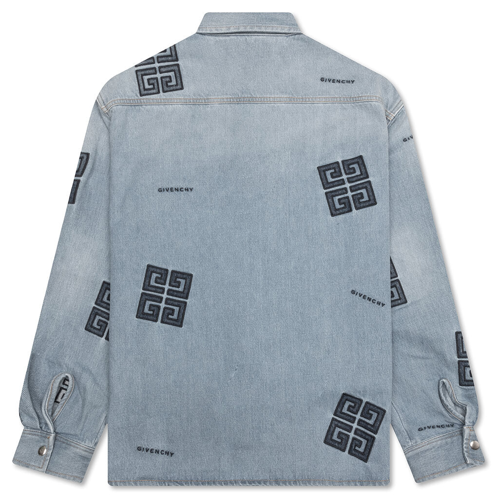 Classic Fit Overshirt w/ All Over 4G EMB - Light Blue
