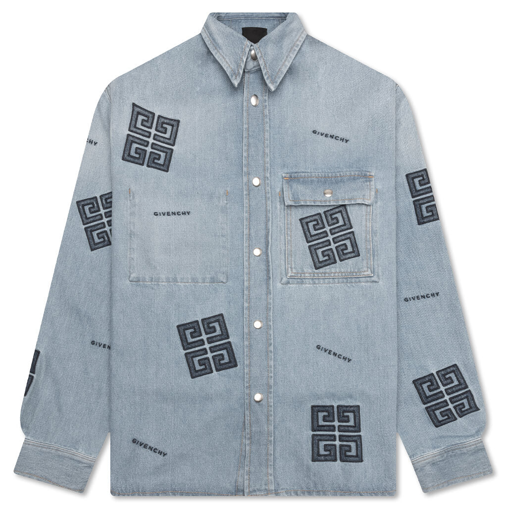 Classic Fit Overshirt w/ All Over 4G EMB - Light Blue, , large image number null