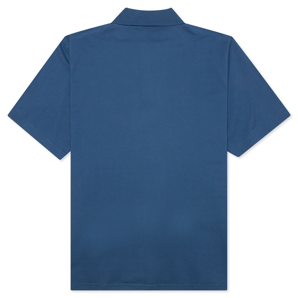 Classic Oversized Polo With Curb Detail - Neptune Blue