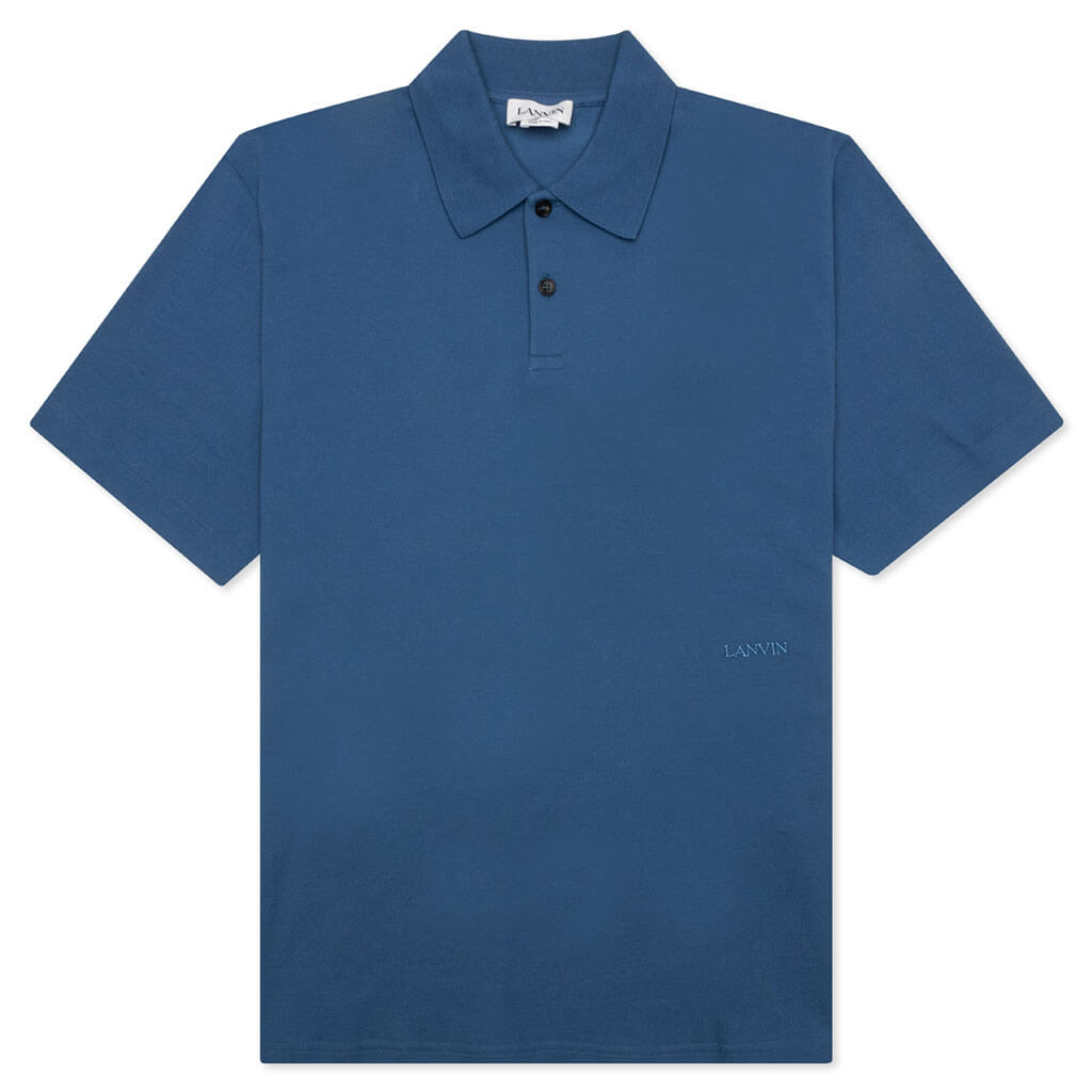 Classic Oversized Polo With Curb Detail - Neptune Blue