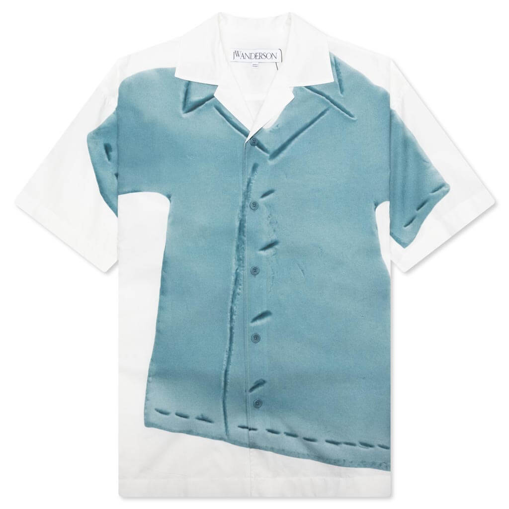 Clay Trompe L'Oeil Print S/S Shirt - White/Light Blue, , large image number null