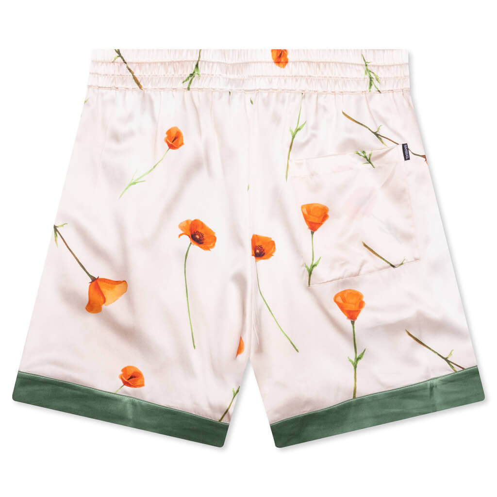 Color Block Silk Shorts - Poppy Ivory
