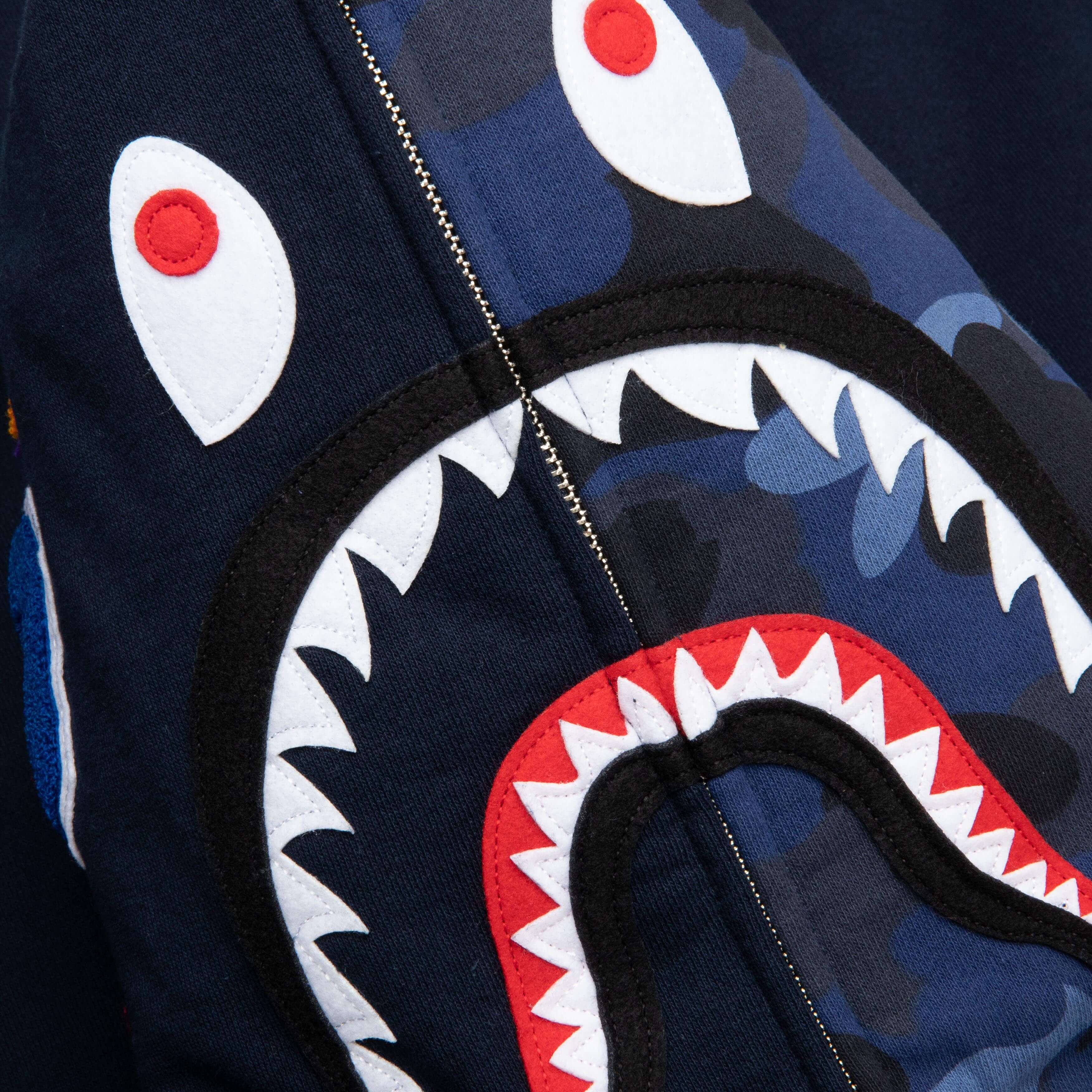 Color Camo Shark Full Zip Hoodie - Navy, , large image number null