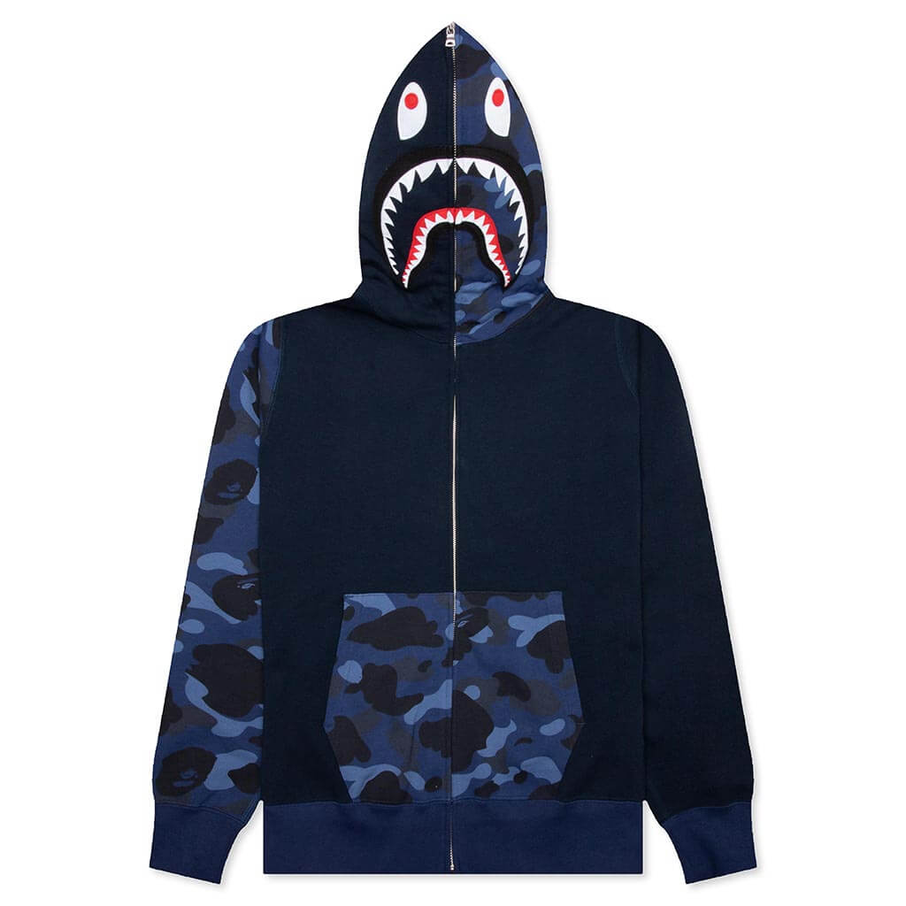 Color Camo Shark Full Zip Hoodie - Navy, , large image number null