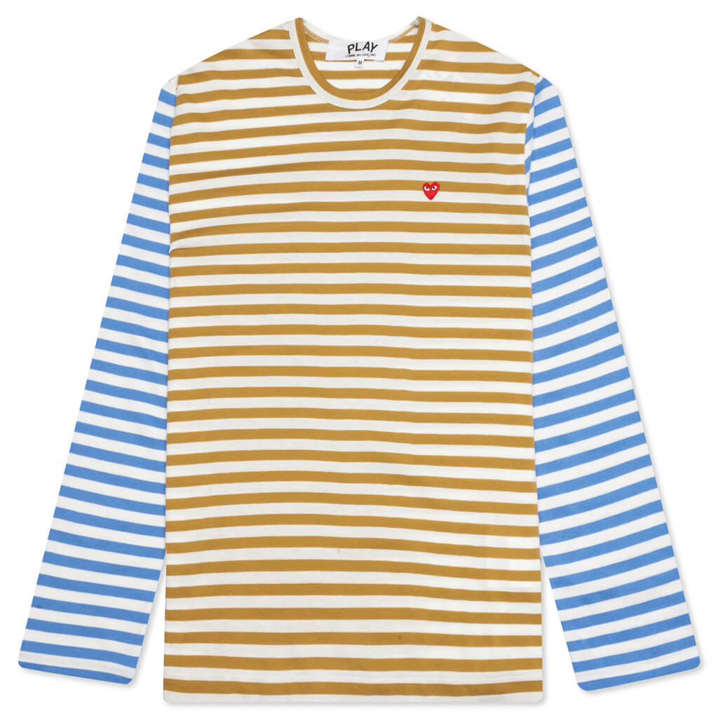 Bi-Color Stripe T-Shirt - Olive/Blue, , large image number null