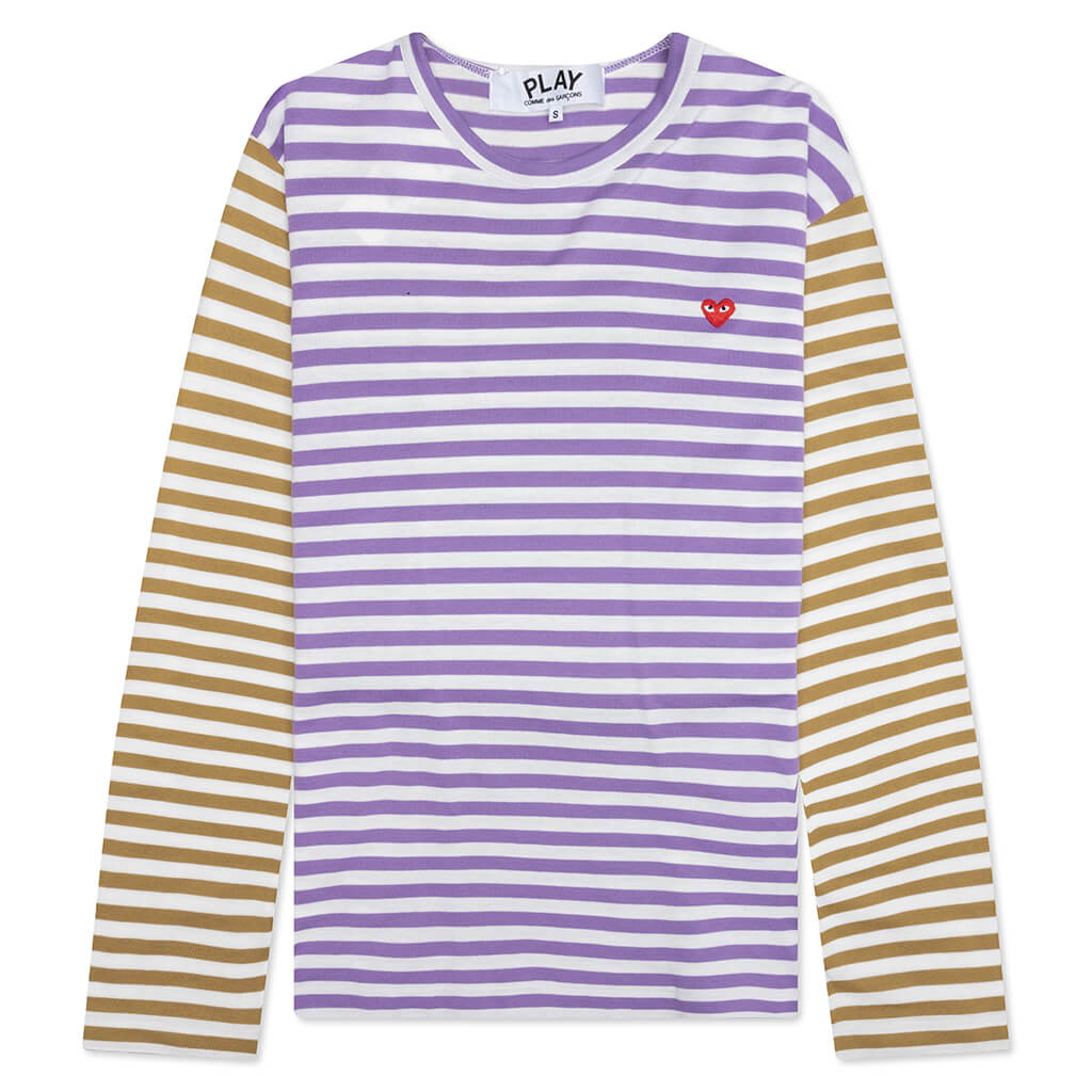 Bi-Color Stripe T-Shirt - Purple/Olive