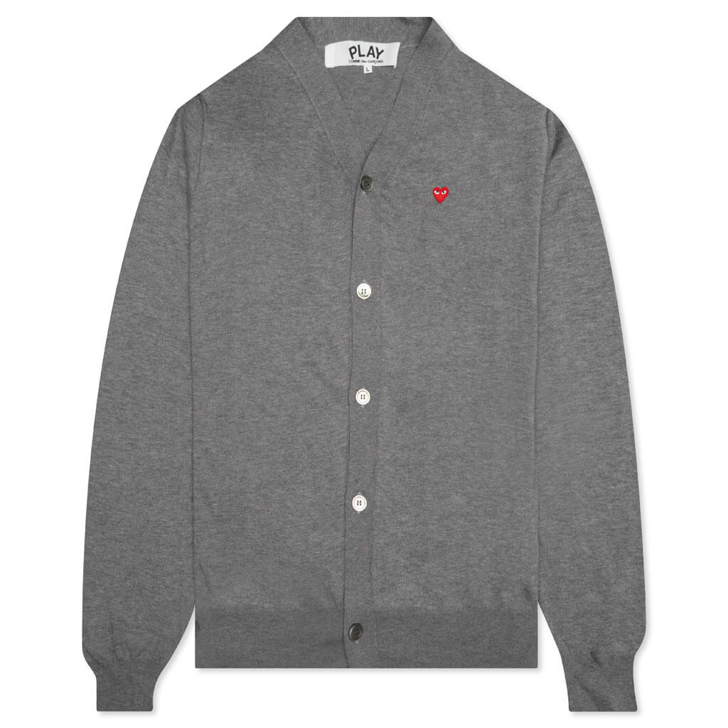 Little Red Heart Cardigan - Grey