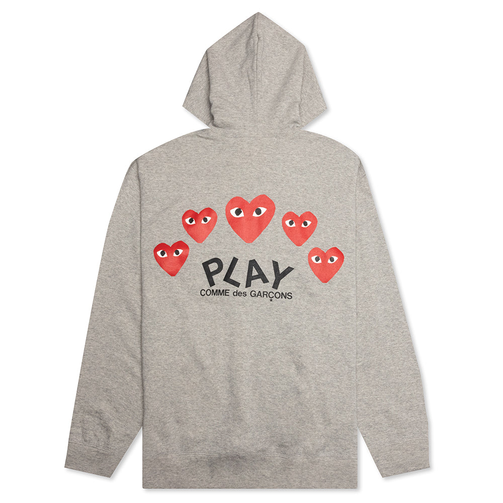 Multi Heart Zip Hooded Sweatshirt - Grey