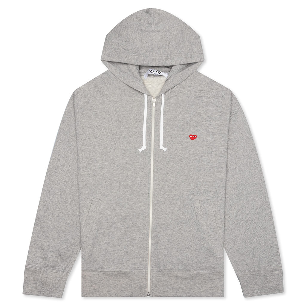 Women's Small Red Heart Hoodie - Grey