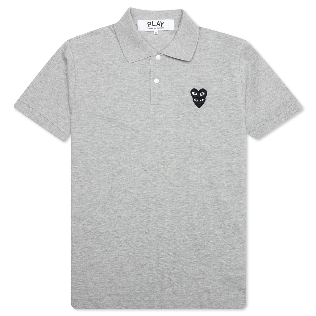 Stacked Heart Polo Shirt - Grey
