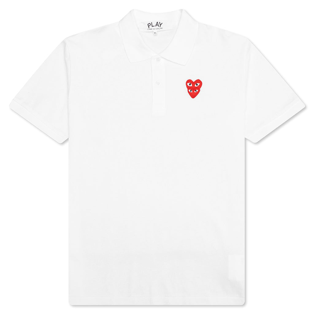 Stacked Heart Polo Shirt - White