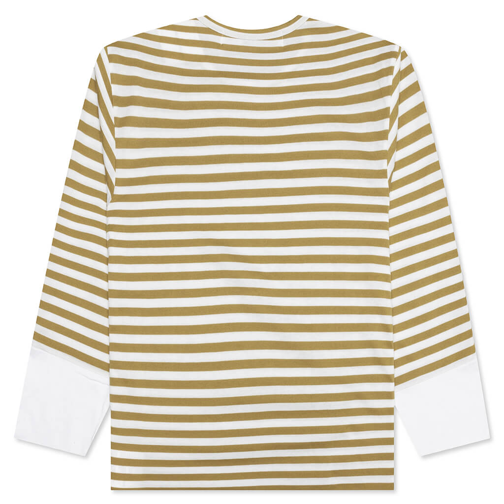 Stripe White T-Shirt - Mustard, , large image number null
