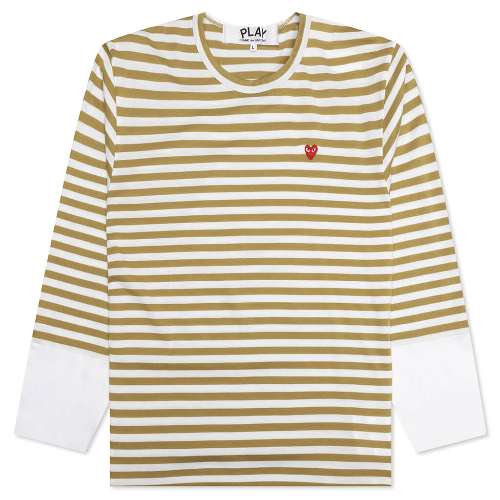 Stripe White T-Shirt - Mustard
