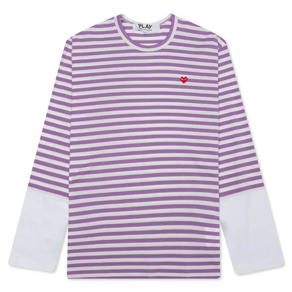 Stripe White T-Shirt - Purple