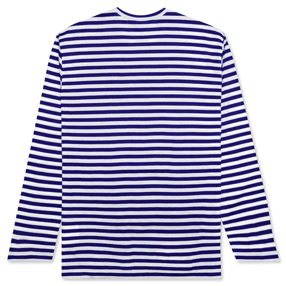 Striped Big Heart L/S T-Shirt - Blue/White
