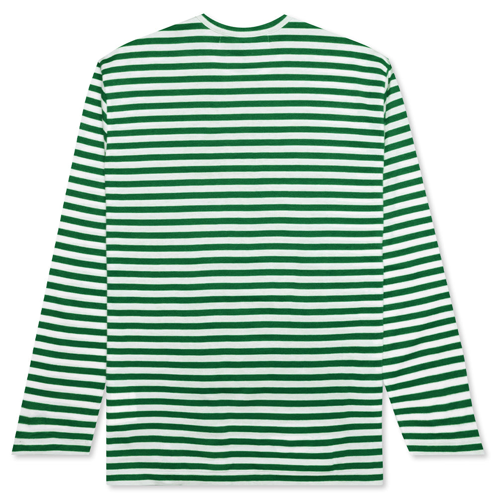 Striped Big Heart L/S T-Shirt - Green/White