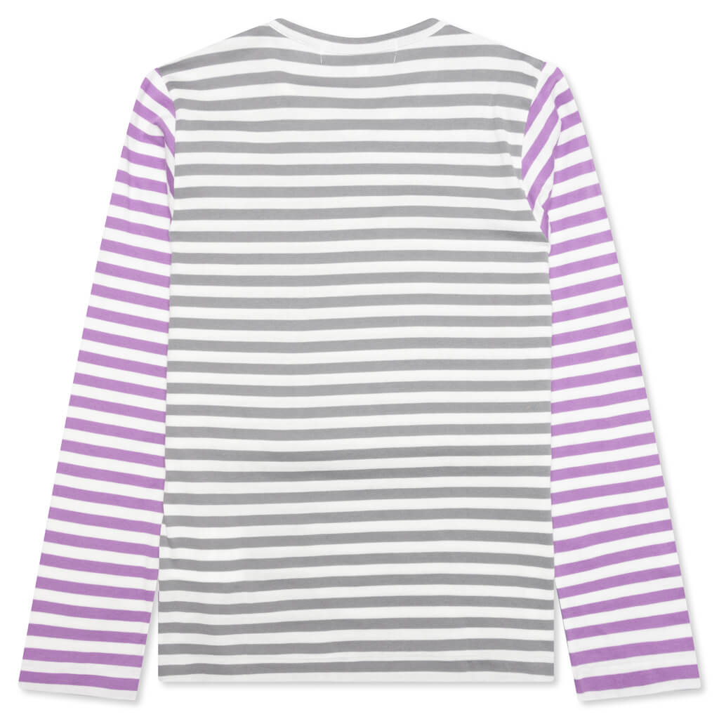 Women's Bi-Color Stripe T-Shirt - Grey/Purple