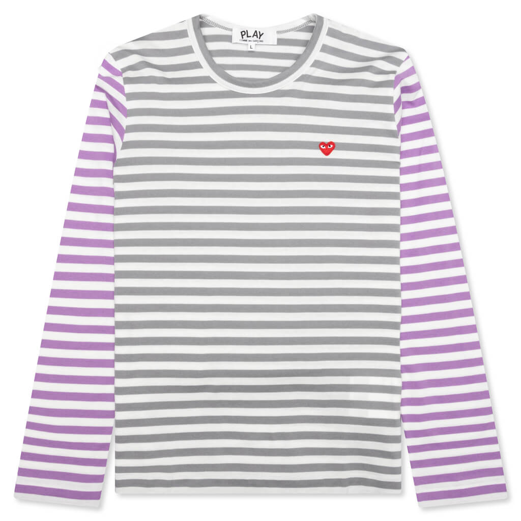 Women's Bi-Color Stripe T-Shirt - Grey/Purple, , large image number null