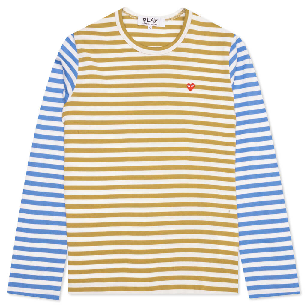 Women's Bi-Color Stripe T-Shirt - Olive/Blue