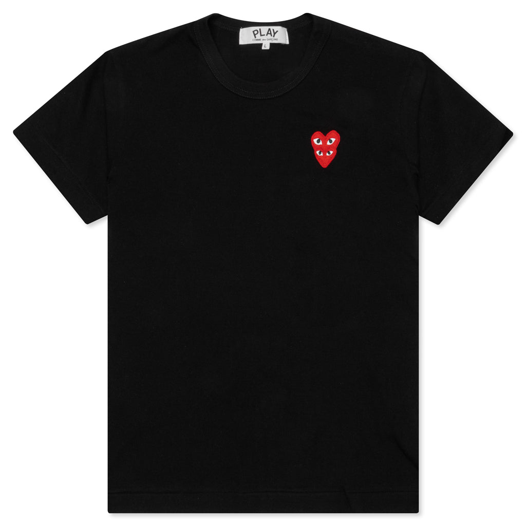 Women's Stacked Heart S/S T-Shirt - Black, , large image number null