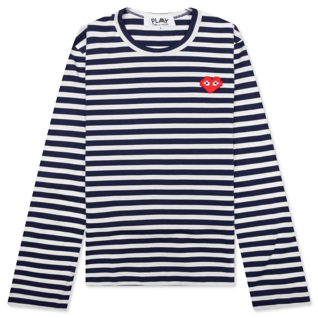 Comme des Garcons PLAY x the Artist Invader Women's L/S T-Shirt - Navy/White