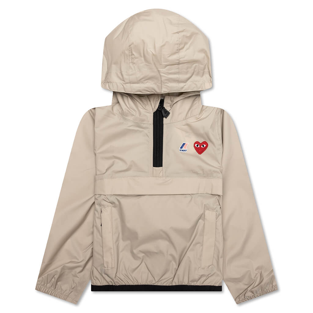 Comme des Garcons Play x K-Way Kids Half Zip Jacket - Beige, , large image number null