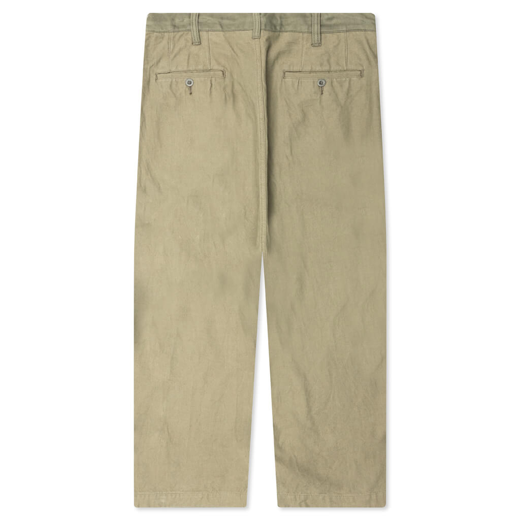 Contrast Cotton Pants - Khaki
