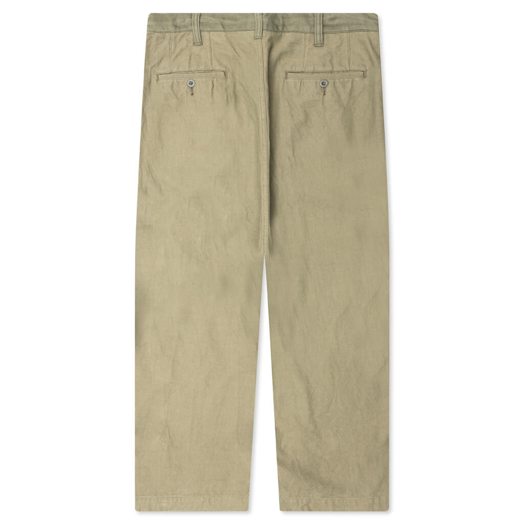 Contrast Cotton Pants - Khaki, , large image number null