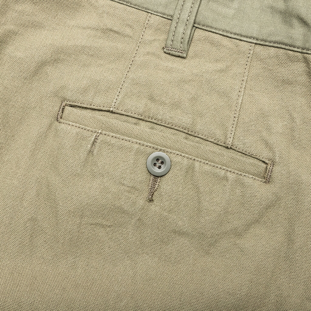 Contrast Cotton Pants - Khaki, , large image number null